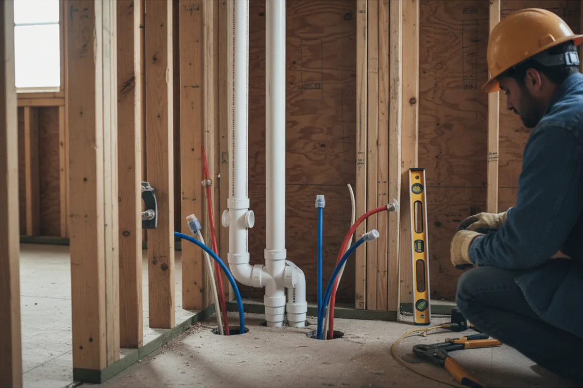 Drain and supply rough-in during Sump Pump Repair in Burbank